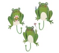 EPIGEIST 3pcs Frog Shape Wall Hanging Hooks Sturdy Iron Key Holder Colorful Cartoon Design Space-Saving Organizer for Entryway Bedroom Bathroom