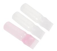 EPIGEIST 3Pcs Hairdressing Applicator Bottles with Comb Tips for Even Hair Coloring and Dry Shampoo Lightweight Plastic White Pink Salon and Home Use