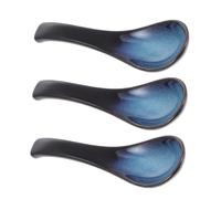 EPIGEIST 3pcs Japanese Ceramic Ramen Spoons Microwave Safe Asian Soup Spoons for Porridge Dumplings Rice with Smooth Glazed Surface Easy to Clean Porcelain Tableware
