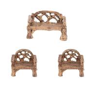 EPIGEIST 3Pcs Mini Garden Furniture Durable Resin Craft Miniature Chairs and Bench for Garden Decor Lightweight Outdoor Ornament and Fairy Worlds