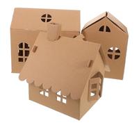 EPIGEIST 3pcs Miniature Cardboard House Kits for Lightweight Recyclable Paper Material Creative DIY Coloring Craft for Travel Educational Activity Family Bonding