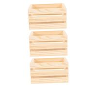 EPIGEIST 3Pcs Miniature Wooden Crates for Dollhouse Storage Tiny Baskets for Kids Pretend Play Craft Projects 4.92X3.46X2.76In Durable Mini Dollhouse Accessories