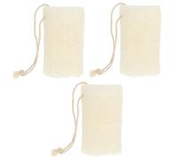 EPIGEIST 3pcs Natural Loofah Sponge Body Scrubber Set with Bleached 10cm Loofah Towels for Bathing and Kitchen Cleaning, Organic Exfoliating Scrubbers with Hanging String in Individual