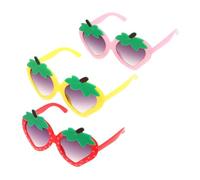 EPIGEIST 3pcs Strawberry Shape Sunglasses for Fancy Party Glasses Tropical Hawaiian Luau Beach Festival Eyewear Fun Fruit Design in Red Pink Yellow