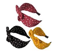 EPIGEIST 3pcs Wide Knot Hairband for Women Adorable Rabbit Ears Bowknot Headbands in Yellow Red Black Non-slip Lightweight Cloth Headbands for Birthday Parties Cosplay Daily Wear