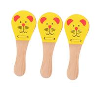 EPIGEIST 3pcs Wooden Castanets for Animal-themed Hand Clappers Music for Early Education Easy Grip Soundboard Noise Maker Promotes Rhythm Learning and Family Interaction