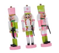 EPIGEIST 3pcs Wooden Nutcracker Figures Sturdy Decorative Soldier Ornaments for Christmas Tree Tabletop Holiday Party Decorations Festive Home and Office Display