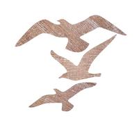 EPIGEIST 3pcs Wooden Seagull Wall Sculpture Mediterranean Style Nautical Sea Bird Art for Coastal Ocean Wall Decor Easy DIY Installation