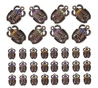 EPIGEIST 40pcs Mixed Color Alloy Scarab Beetle Charms for Diy Jewelry Making, 26x16mm Bulk Pendants for Necklace and Bracelet Crafting, Ancient Egyptian Crystal Inlay for Creative Accessories