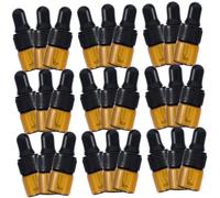 EPIGEIST 40Pcs Multi-function Essential Oil Dropper Bottles with Dosage Control for Aromatherapy Medicine and Laboratory Use Portable Reusable Brown Glass Bottles with Black Plastic Rings