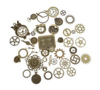 EPIGEIST 40pcs Vintage Antique Metal Diy Gear Charms for Jewelry Making Steampunk Decorative Accessories Mixed Styles in Green Patina for Craft Projects
