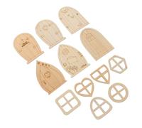 EPIGEIST 48pcs Wooden Fairy Garden Doors DIY Craft Wood Slices for Painting and Graffiti Accessories Unpainted Miniature Door Cutouts for Wall Decor and Gift Labels Safe Material for