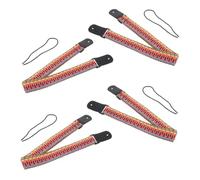 EPIGEIST 4pcs Adjustable Boho Woven Cotton Ukulele Strap Set with Ethnic Embroidery, Comfortable Guitar and Banjo Shoulder Belts for Hawaiian Ukulele Accessories
