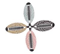 EPIGEIST 4pcs Banana Hair Clips for Women Medium Fishtail Combs with Geometric Floral Fabric Design Lightweight Practical Hair Accessories