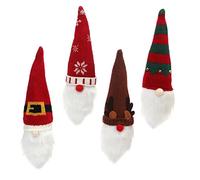 EPIGEIST 4pcs Christmas Wine Bottle Decorative Covers with Gnome Design Knit Fabric Wine Bottle Decoration for Holiday Parties Home Restaurants and Festive Table Display