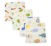 EPIGEIST 4Pcs Cotton Face Towels Cartoon Pattern Soft Skin-Friendly Water Absorbent Washcloths for Newborns Portable Reusable Feeding Wipe Cloth