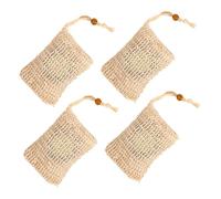 EPIGEIST 4pcs Cotton Linen Soap Net Bags with Drawstring for Foaming and Exfoliating Quick Bubble Mesh Pouches for Facial Cleansing and Skin Care Suitable for All Ages Bathroom Use