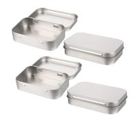 EPIGEIST 4Pcs Flip-top Tinplate Storage Boxes Portable Containers for Small Items Candy USB Keychains Matte Finish Organizer