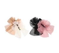 EPIGEIST 4pcs French Bowknot Banana Hair Clips for Women Multi Layer Elegant Bow Barrettes Secure Hold Ponytail Holders Black Khaki Pink for Daily Styling and Comfortable Wear