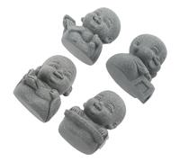 EPIGEIST 4pcs Mini Zen Monk Buddha Statues Sandstone Figurines for Fish Tank and Bonsai Decor Japanese Garden Ornament Home Office Asian Aquarium Decoration