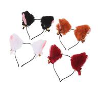 EPIGEIST 4pcs Plush Fox Ears Headband with Jingle Bells Cute Animal Headbands for Halloween Christmas Party Versatile Faux Fur Costume Accessory for Women Birthday Photo Prop