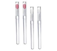 EPIGEIST 4Pcs Reusable Lipstick Applicators with Lid Transparent Handle Pink Head Lip Brushes for Even Lip Color Portable Makeup Beauty Tools Concealer and Liquid Cosmetics