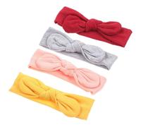 EPIGEIST 4pcs Stretchy Baby Girl Headwrap Bow Hairband Wrap Elastic Non-deformation Hair Bow Chic Lovely Hair Accessories for Baby Shower and Hundred Days Banquet