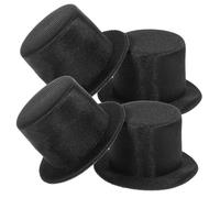 EPIGEIST 4pcs Tiny Snowman Hats Crafts Hats Snowman Tiny Top Elf Holiday Christmas Decor Miniature First Soft Accessory Decorative Small Top for Crafts Little Adult Cloth Black