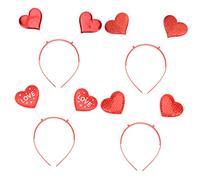 EPIGEIST 4pcs Valentine Headbands Heart Headpieces Red Party Hairbands for Adults Romantic Love Accessories for Valentines Day Celebration