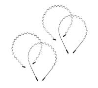 EPIGEIST 4pcs Wavy Metal Hair Bands for Women and Men Stretchable Non Slip Shower Hair Hoops Invisible Wide Headbands for Washing Face and Makeup