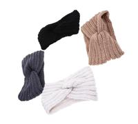 EPIGEIST 4pcs Women Hair Bands Cross Splice Knitted Headbands Winter Hair Accessories for Daily Wear and Face Washing Breathable Comfortable Black Beige Light Tan Dark Gray