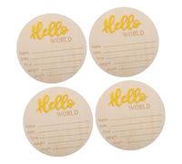 EPIGEIST 4pcs Wooden Birth Announcement Signs for Newborn Showers Rustic Newborn Arrival Keepsakes with Date Weight Height Details Charming Yellow Baptism Decor