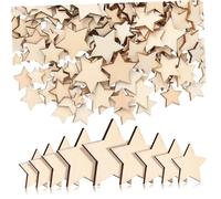 EPIGEIST 500pcs Unfinished Wooden Stars for Crafts Safe Wood Pieces for Christmas Tree Decor Home Decoration Vase Filling DIY Painting and Hanging