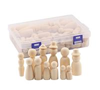 EPIGEIST 55Pcs DIY Unfinished Wooden Dolls for Miniature Peg Dolls for Painting and Crafting Durable Natural Wood Figures for Creative Decoration and Educational Playroom Ornaments