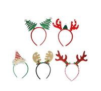EPIGEIST 5Pcs Christmas Hair Bands Festive Reindeer Antlers and Tree Design Costume Hair Accessories for Women Boys Party Holiday Celebration