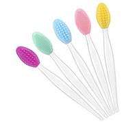 EPIGEIST 5pcs Dual Sided Silicone Lip Scrub Brushes Exfoliating Lip Brush Tools with Soft Bristles Dead Skin Removal Comfortable Use in Mint Yellow Purple and Blue