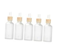 EPIGEIST 5pcs Frosted Glass Dropper Bottles with Rubber Pipette for Travel Cosmetics Refillable Transparent Liquid Containers for Essential Oils Lotion and Serum Storage
