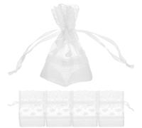 EPIGEIST 5pcs Love Rose Lace Bouquet Pocket Small Mesh Drawstring Bags Jewelry Pouches Wedding Party Favor Bags for Wedding Favors