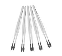 EPIGEIST 5pcs Stainless Steel Craft Tweezers Flat Tip Multi-Functional Stamp Coin False Eyelash Holder Dip Coated Tools for Collecting Organizing and Applying