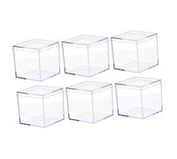 EPIGEIST 6 Pcs Transparent Square Acrylic Candy Boxes with Lids Food Storage Containers Portable Biscuit Sweet Holders for Home and Party Organization