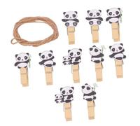 EPIGEIST 60pcs Panda-Shaped Wooden Photo Clips Natural Birch Paper Holders Decorative Animal Pegs for Wall Display Cards Notes Crafts Home Office Use