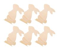 EPIGEIST 6pcs Easter Blank Bunny Wooden Chips Wooden Slices Beige Wood Educational Tool Well Polished DIY Party Pendants Graffiti Accessory for Crafts and Making Decorations