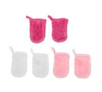EPIGEIST 6Pcs Facial Cleaning Gloves Soft Exfoliating Face Washing Mitts Breathable Makeup Remover Pads for Gentle Skincare with Hanging Design White Rose Pink