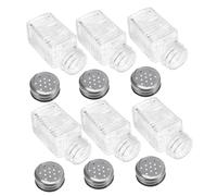 EPIGEIST 6Pcs Glass Spice Shakers for Kitchen Tabletop with Square Stripe Design Seasoning Storage Containers for Salt Pepper Sugar Oil Suitable for Home and Restaurant Use