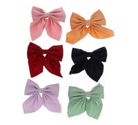 EPIGEIST 6Pcs Japanese Style Solid Color Bow Hair Clips for Women Duckbill Barrettes in Pink Purple Green Wine Cute Bowknot Hair Accessories