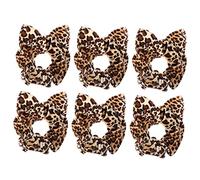 EPIGEIST 6pcs Leopard Print Scrunchies Hair Ties for Women Elastic Ponytail Holders Comfortable No Damage Hair Bands for Ponytails with Stylish Animal Pattern Wrist Accessory