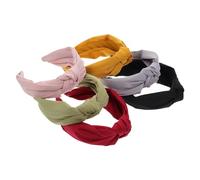 EPIGEIST 6pcs Lightweight Fabric Knot Headbands for Women and Comfortable Elastic Hairbands in Yellow Black Pink Gray Green and Red for Daily Wear Parties and Various Hairstyles