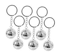 EPIGEIST 6pcs Mirror Disco Ball Keychains Silver Pendants for Party Decorations Christmas Holiday Favors Portable Lightweight Accessories for Bags and Keys