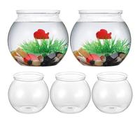 EPIGEIST 6pcs Plastic round Fish Tank Fish Bowls for Goldfish Breeding Desktop Flower Plant Pots for Home Decor