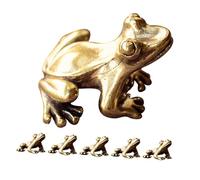 EPIGEIST 6pcs Solid Brass Frog Statue Tea Pet Animal Figurines Realistic Frog Sculpture for Home Desktop Decoration Garden Patio Ornaments